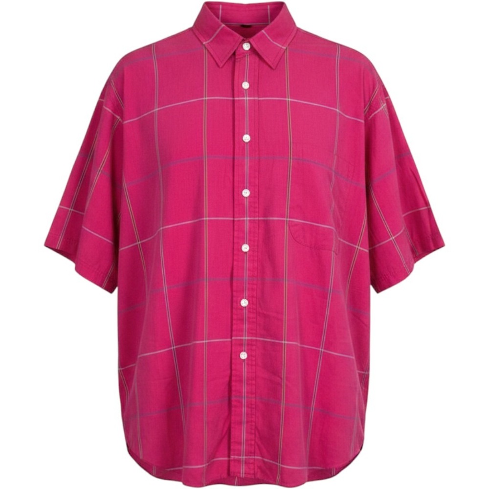 Vintage 90's Christian Dior Shirt Mens L Pink Plaid Short Sleeve Button Down